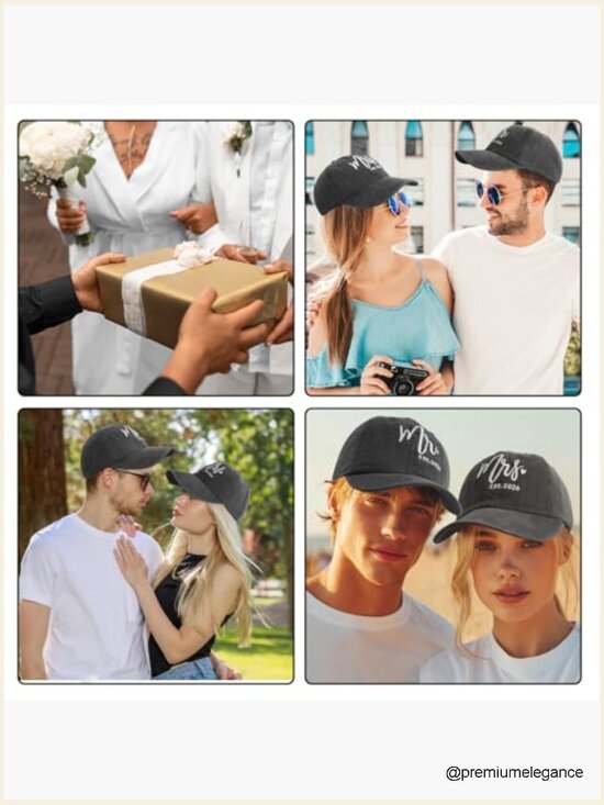 Adjustable Cotton Baseball Cap Set for Couples Wedding Gifts